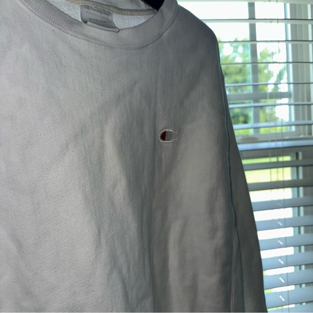 Champion‎ Reverse Weave White Sweatshirt Size M Unisex Y2K